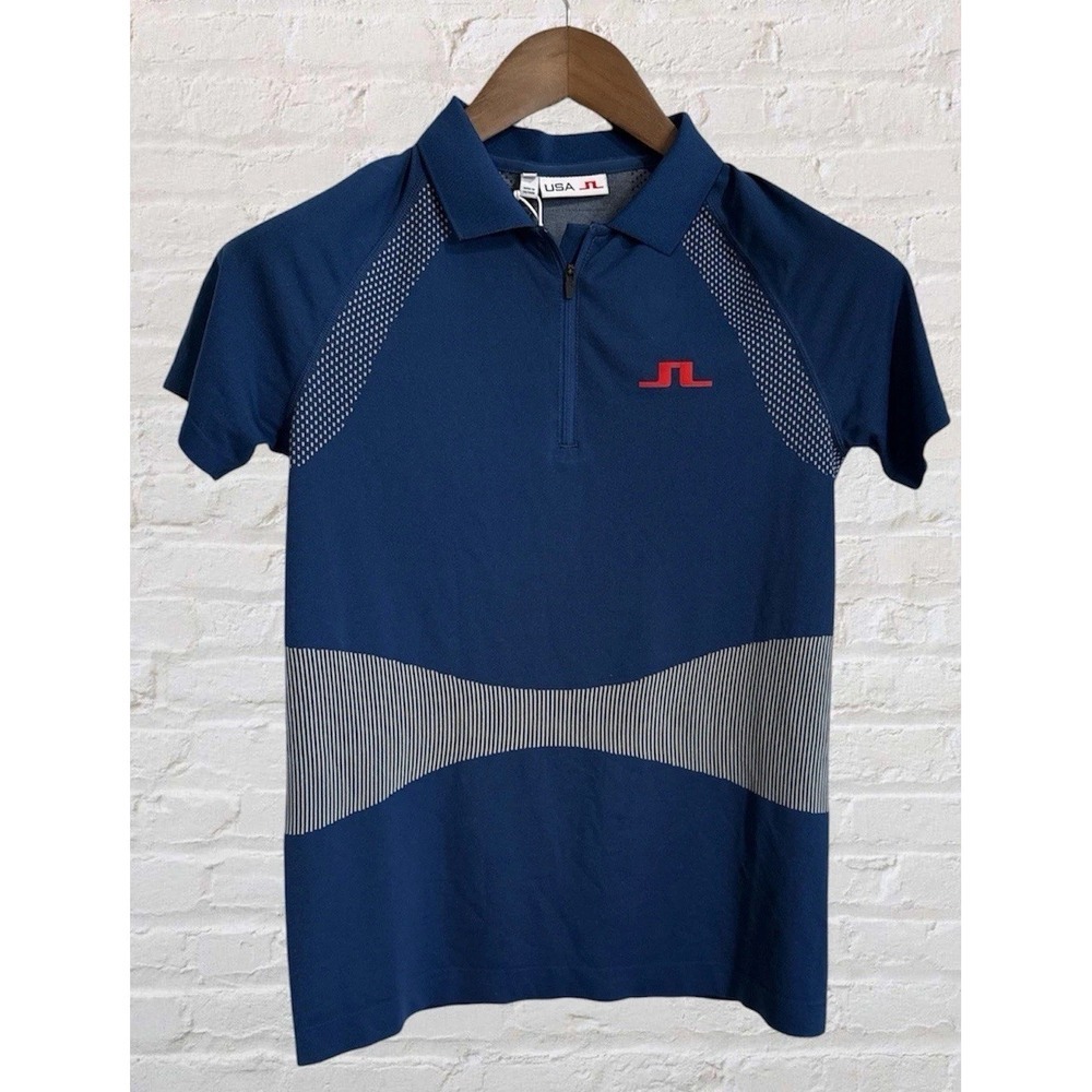 J.Lindeberg Polo Shirt Women's S Alizee Blue Seamless Activewear Team USA